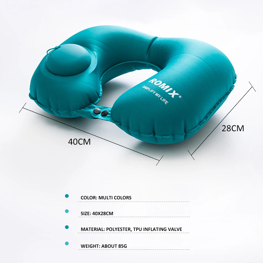 Portable U-Shape Inflatable Travel Pillow Car Head Rest Air Cushion for Travel Neck Pillow Office Nap Head Rest Air Cushion