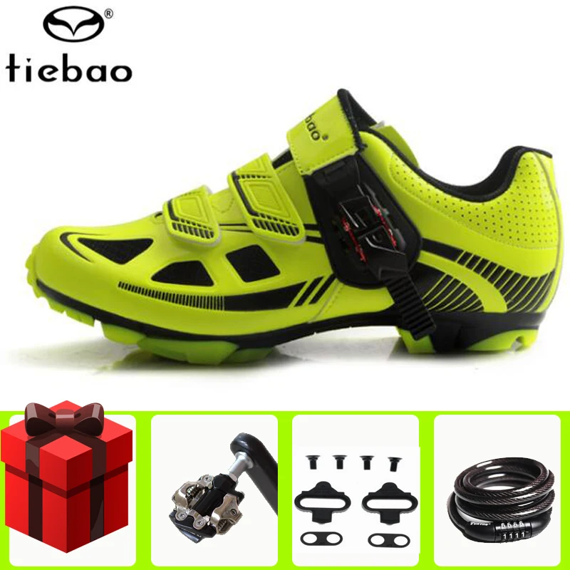

Tiebao MTB Cycling Shoes SPD pedals set Mountain Bike Breathable Self-Locking Outdoor Professional sneakers Men Bicycle Shoes