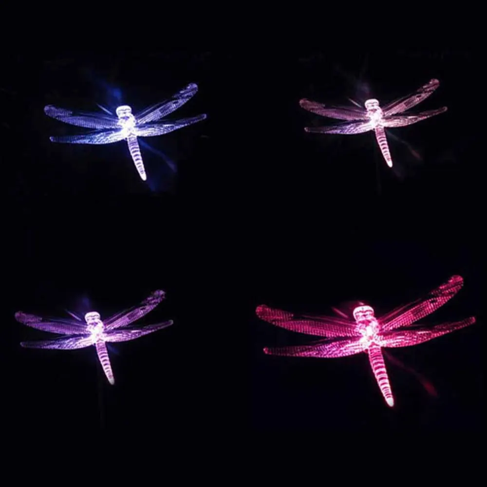 Dragonfly 1 шт., светодиодный светильник для сада, меняющий цвет, солнечный светильник для улицы, водонепроницаемый, стрекоза, Бабочка, Солнечный светодиодный светильник для украшения сада, дорожка, лампа для газона - Испускаемый цвет: Dragonfly