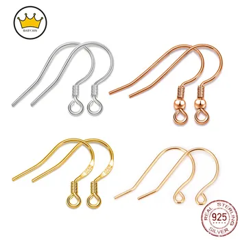 

10pcs 925 Sterling Silver Flat Word Ear Hook Accessories Ladies Earrings Plated Gold DIY Sterling Silver Accessories Wholesale