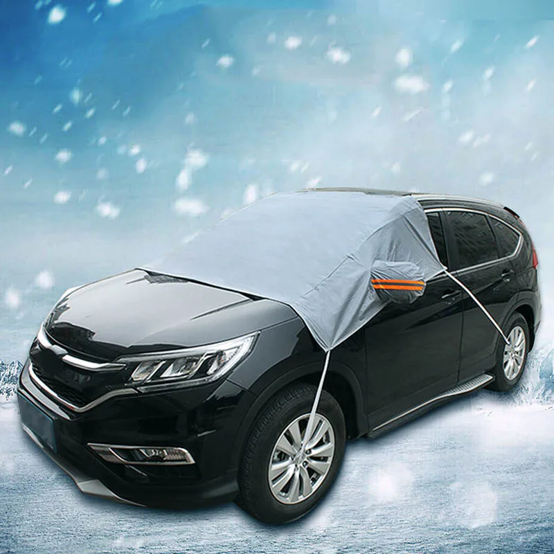 Wholesale Car Cover Prevent Heat Cold Rain Snow Frost Sun Roof Protector Half Cover V6 - Название цвета: Серебристый