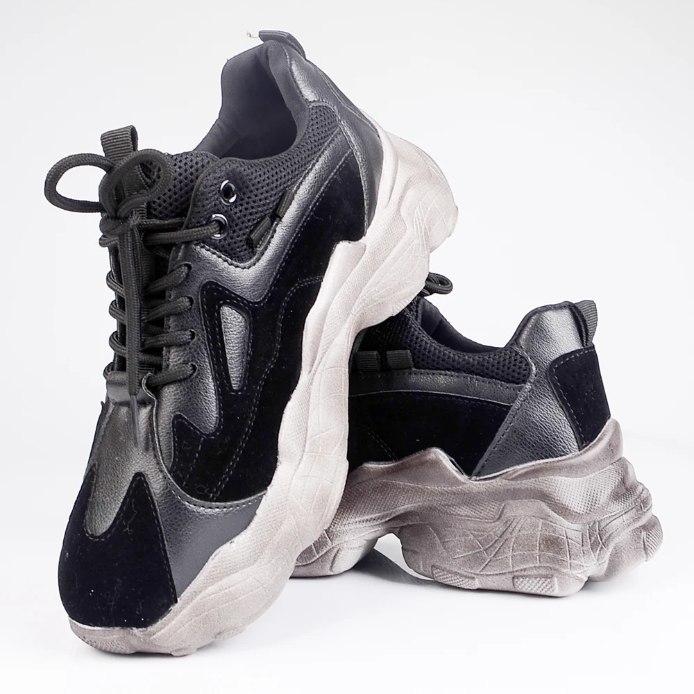 Black Beige Platform Sneakers Women Casual Shoes Ladies Trend Thick Sole Sneakers Non-slip Dad Shoes Chunky Trainers Women