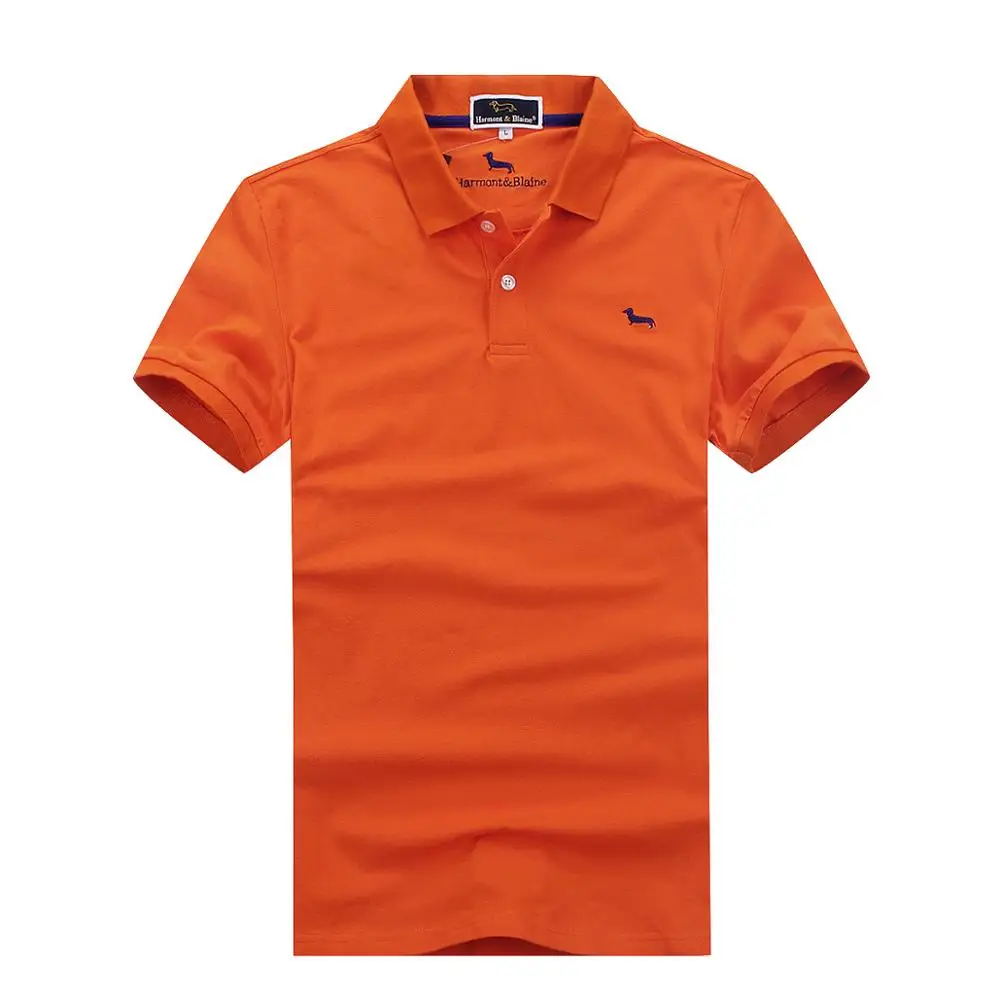 Новое поло Harmont blaine homme, однотонное, простое, модное, для отдыха, стильное, хорошее, фабричное, хлопковое, Мужское поло, хорошее качество, большие размеры до 3XL - Цвет: Оранжевый