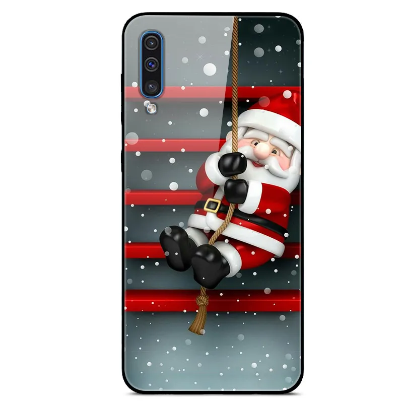 6," для samsung A50 чехол Роскошная стеклянная задняя крышка чехол для телефона для samsung Galaxy A50 A30s чехол A 50 мягкая рамка Рождество - Цвет: Picture 55