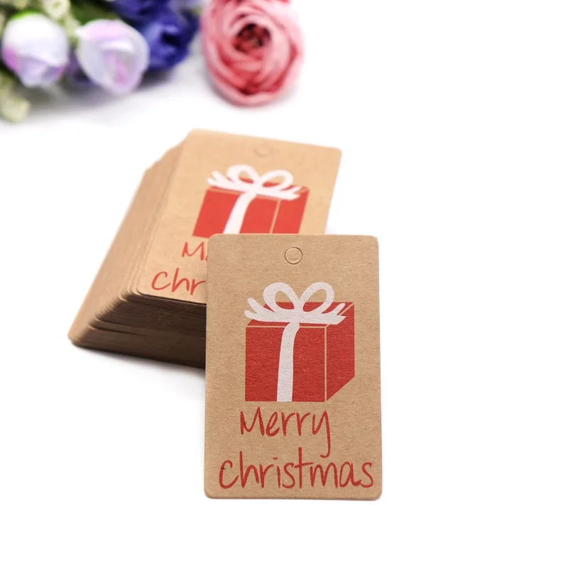 gift box 50 шт крафт-бумаги рождественские бирки DIY ремесленные этикетки для конфеты, снек подарок обертка Рождество фестиваль вечерние поставки Мульти Стиль - Цвет: gift box