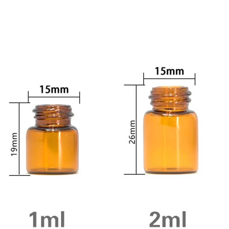 1 мл 2 мл коричневый стеклянный флакон для парфюма, для путешествий, для эфирного масла, пустые косметические флаконы Contenitori, личный уход, образец Баночки, 100 шт./лот