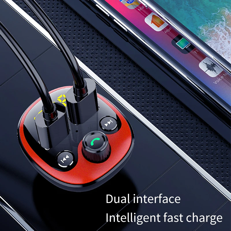 Fm-передатчик Bluetooth 5,0 автомобиля MP3 аудио плеер Bluetooth Handsfree Car комплект 5V 3.1A двойной Переходник USB для зарядки в машине