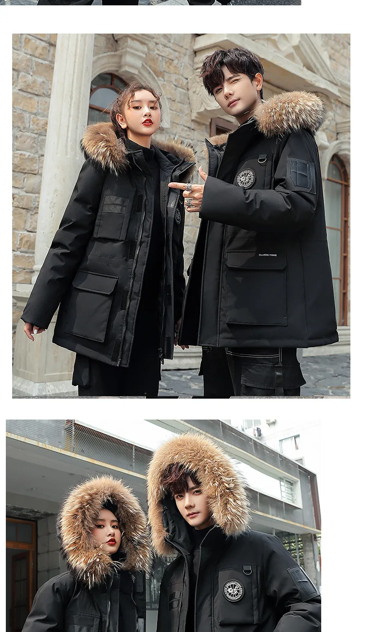 Winter New Style Camouflage Thick Hooded Duck down Light Warm down Jacket Couples Fur Collar down Feather Coat