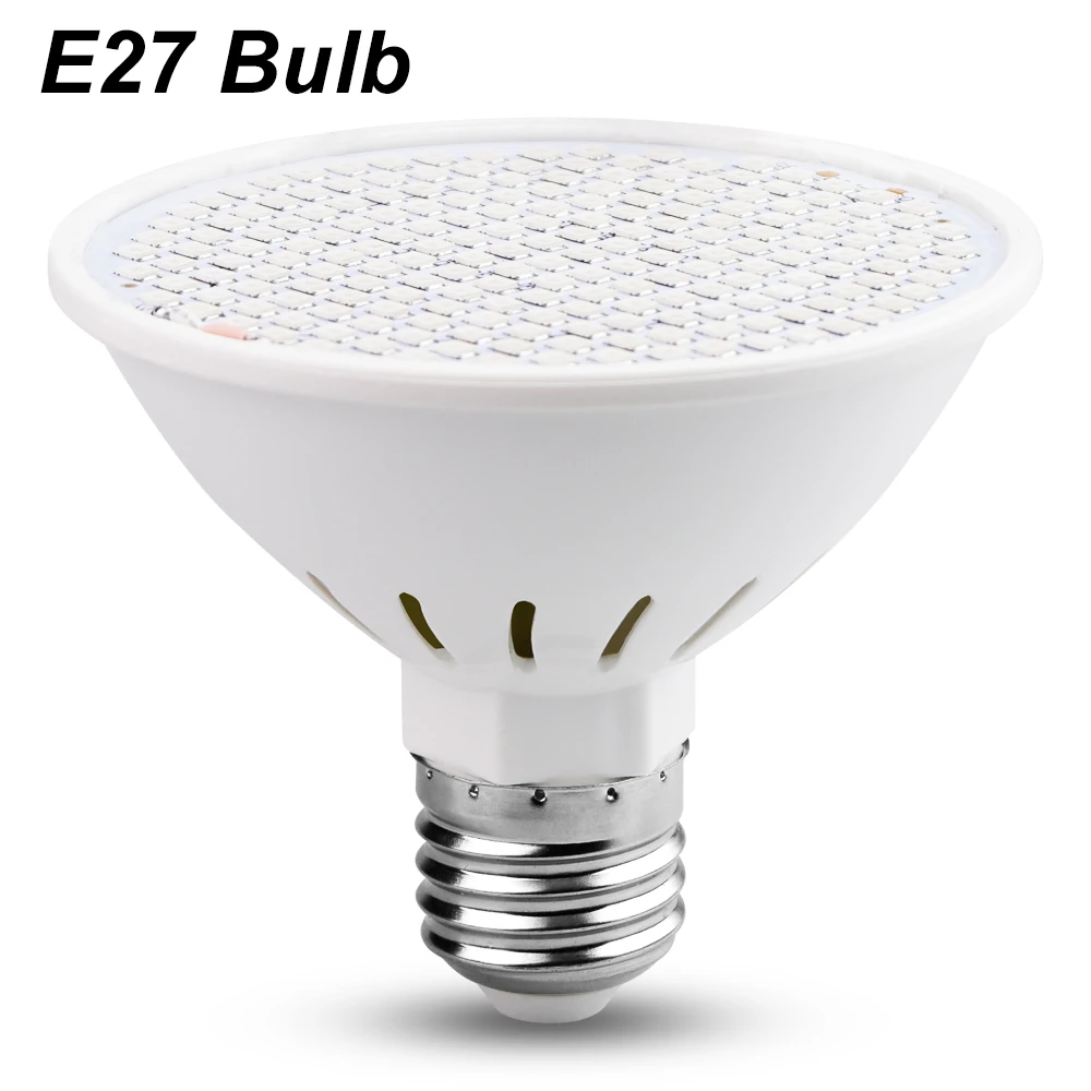Only E27 Bulb Phyto Lamp Full Spectrum LED E27 Plant Grow Light Bulb EU US Plug Plant Lamp Indoor Seedling Flower Fitolampy Grow Tent Box 220V - Испускаемый цвет: Only E27 Bulb