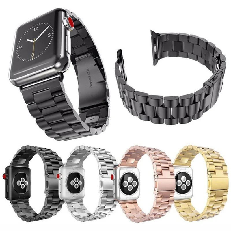 Для Apple Iwatch Series 1 2 3 4 ремешок из нержавеющей стали 38 мм 40 мм 42 мм 44 мм Складная Пряжка замена Браслет ремешок на запястье ремни