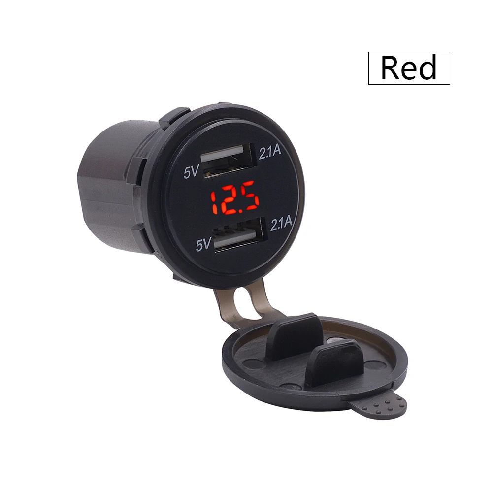 Красный 12 В/24 В двухпортовое автомобильное USB зарядное устройство розетка Led Напряжение метр автомобиль сигарета розетка Автомобиль Мотоцикл лодка для iphone телефонов - Название цвета: Красный