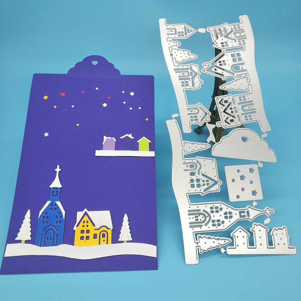 

Christmas tree house star metal cutting mold scrapbook photo album decoration DIY handmade art