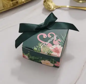

100pcs Creative Flamingos / Unicorn Diamond Style Wedding Favors Candy Boxes Bomboniera Party Supplies Chocolate Box Gift Box