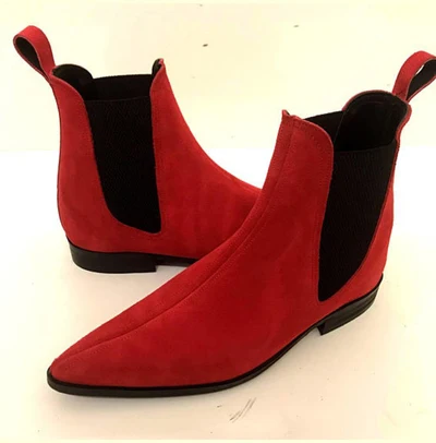 

Handmade Suede Leather Elsatic Band Fashion Boots Men's Ankle High Boots Chelsea Pointed Toe Boots New Fashion Boots Tv925