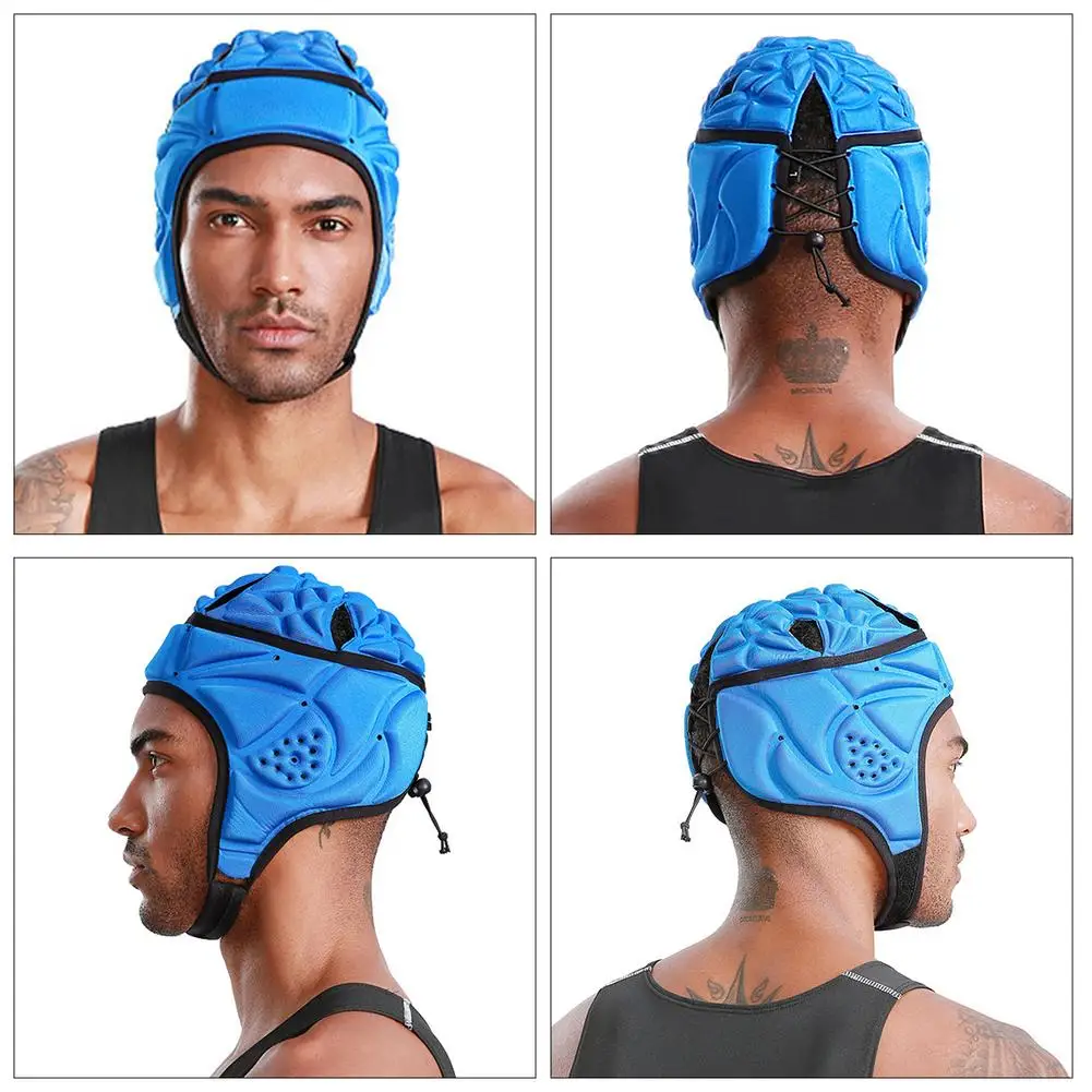 Pro Helmet-EVA Shockproof Headgear Adjustable For Rugby Flag Football Soccer Goalkeeper & Goalie-Unisex For Youth And Adult