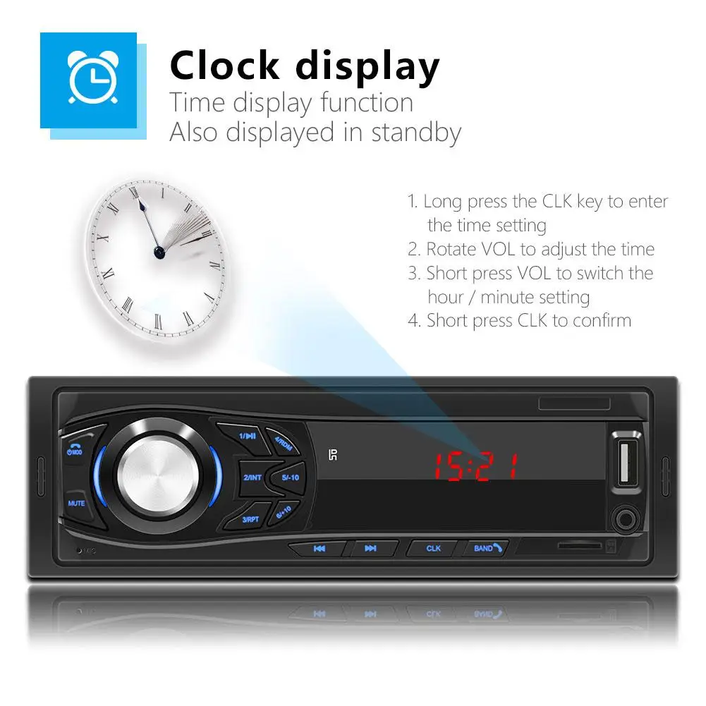 Aux com Controle Carro Player Multimídia Bluetooth Autoradio Estéreo Rádio fm Aux Entrada Receptor sd Usb Remoto 12v 1 Din Mp3 25 Cheap MP3 Players automotivos