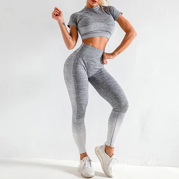 

Seamless Women Yoga Set Long Sleeve Top High Waist Sport Leggings Gym Clothes Sport Suit short Gym Suit Fitness Sets for Women