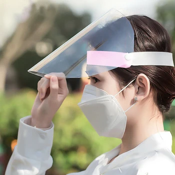

1PC Full Face Shield Mask Clear Flip Up Visor Protection Safety Work Guard For Droplet, Dust,Oil Fume（Pink）
