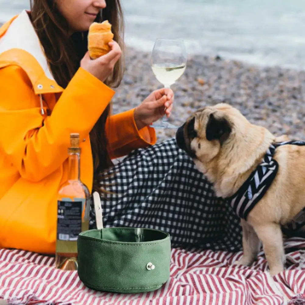 Recipiente para perros y gatos, plato alimentador portátil de viaje con lazo, bolsa de tazón de agua de lona|Comida - AliExpress