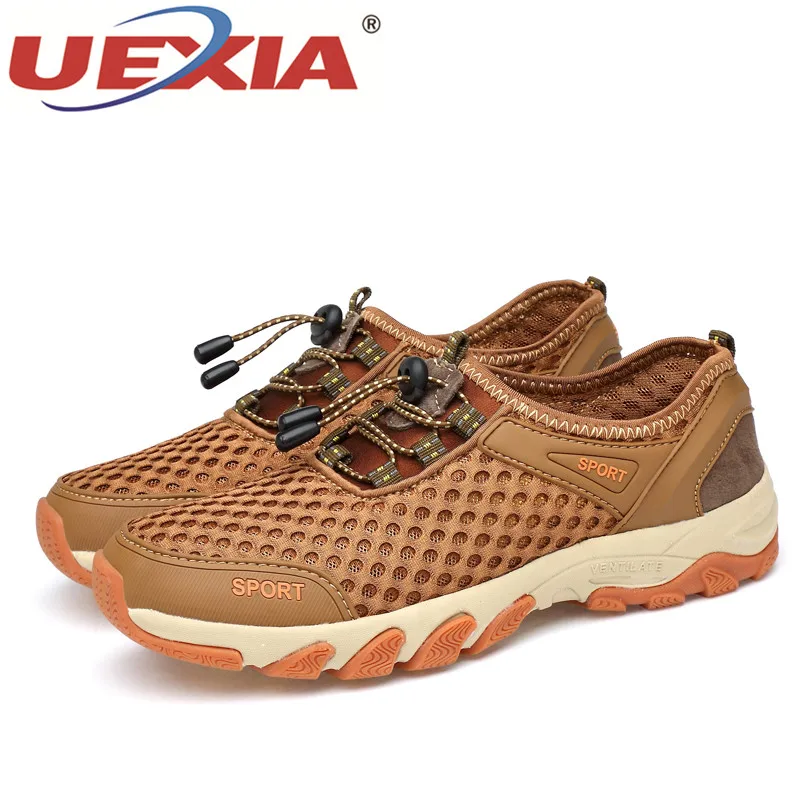 UEXIA Comfortable Men's Shoes Summer Walking Handmade Breathable Mesh Outdoor Sneakers For Spring Flats Comfortable Casual Shoe