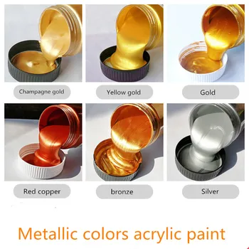 

100/300ml Gold Paint Metallic acrylic paint,waterproof not faded for Statuary Coloring DIY hand painted graffiti Varnish Coating