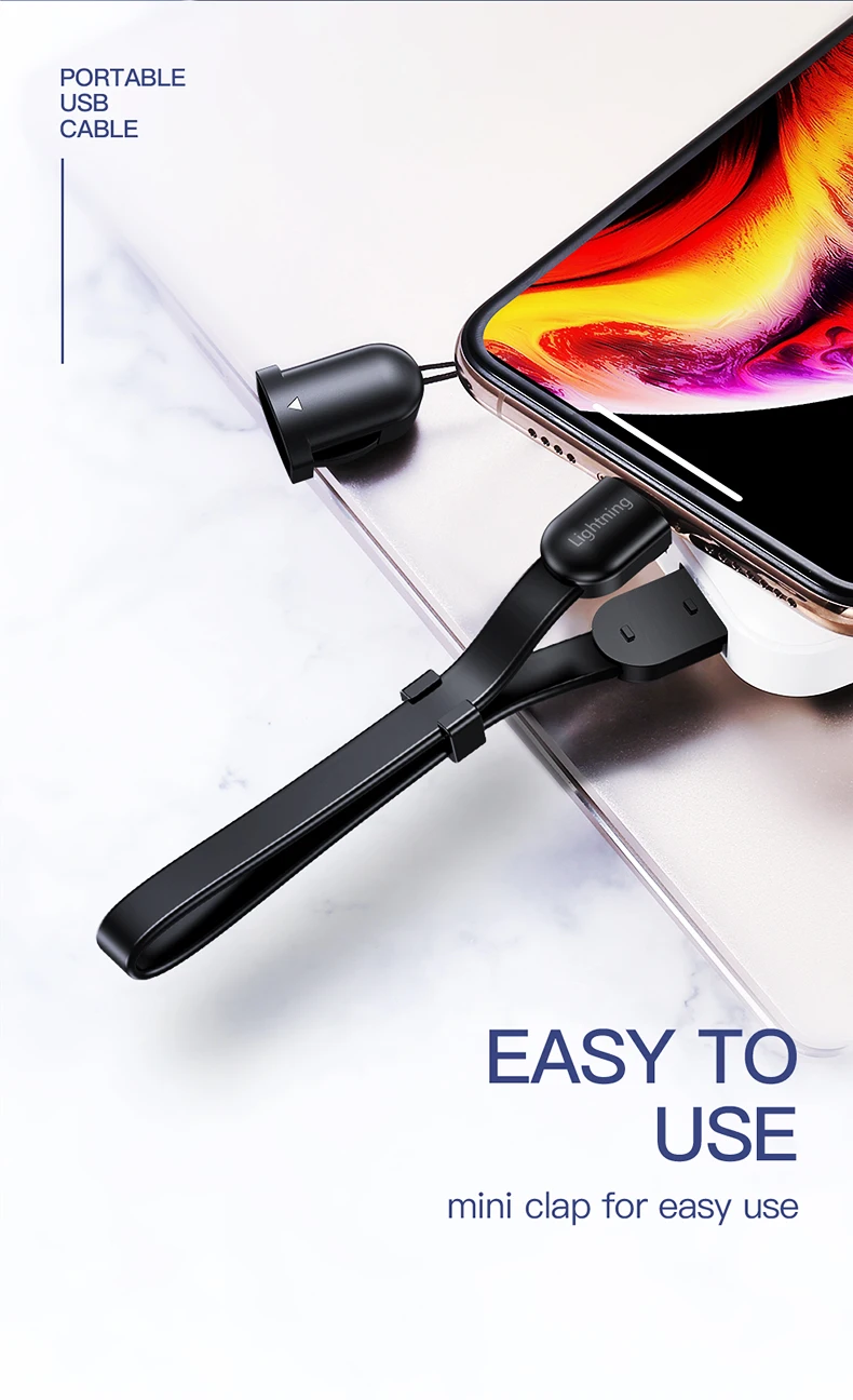 TOTU 20 см Освещение USB кабель для передачи данных и зарядки для Iphone Xs Max type C зарядный кабель для Iphone X 8 7 6 Plus зарядное устройство USB кабель