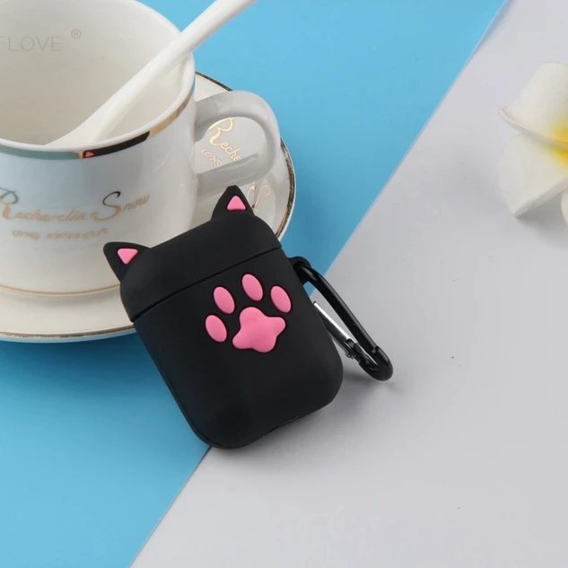 1322M6 3D чехол для наушников для AirPods 2, силиконовый чехол с милым мультяшным медведем для Apple Air pods, чехол для наушников с котом, поросенком, кольцом на палец - Цвет: 1322M6