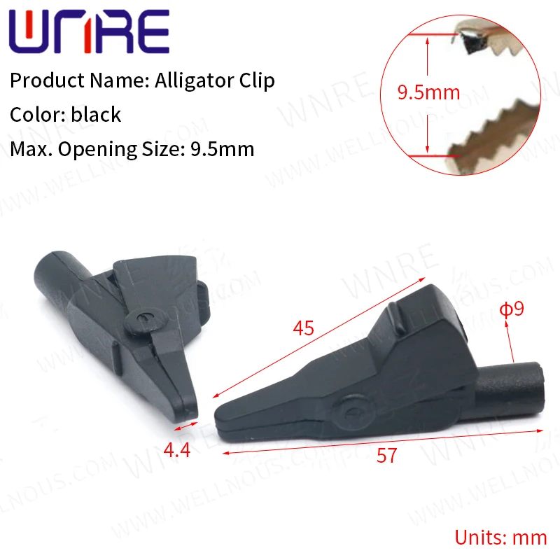 1 Pair Black Red Soft Plastic Coated Testing Probe Metal Mini Alligator Test Clips Crocodile Electrical Clamp