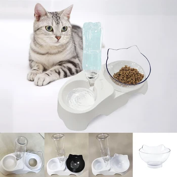 

Automatic Feeder Pet Bowl Dog Cat Food Bowl Double Bowls with Water Dispenser Drinking Raised Stand Dish Bowls with Pet Supplies