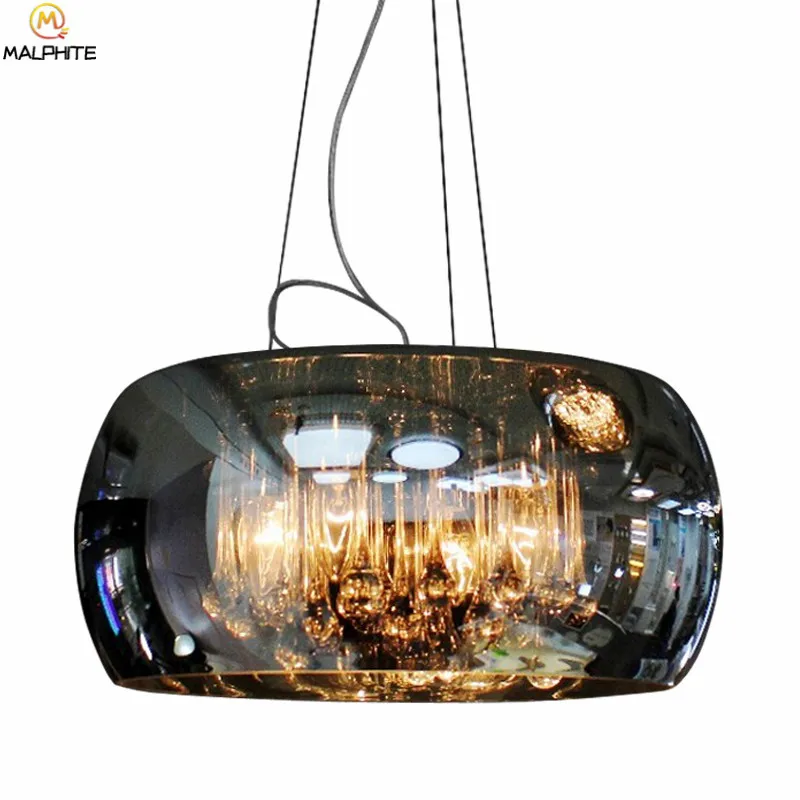 Online Moderne glanz Kristall FÜHRTE kronleuchter lichter Glas Schatten Leuchte hängenden kronleuchter beleuchtung Industrielle dekor Leuchten