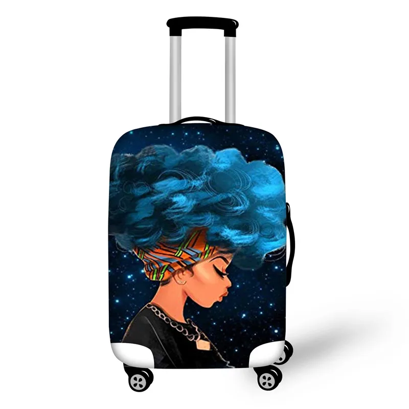 Чехол для багажа ELVISWORDS Afro Girl, водонепроницаемый чехол для путешествий, чехол для костюма, багажные бирки, портативный Эластичный Защитный чехол для костюма - Цвет: YQ3485
