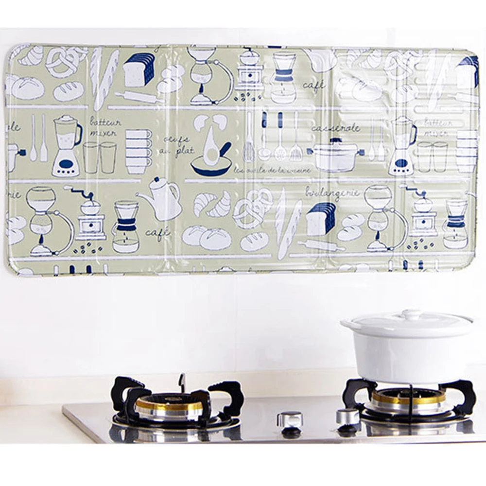 Creative Aluminum Foil Printed Kitchen Oil Block Barrier Stove Baffle Splashing Kitchen Utensils Supplies Home Use Accessories