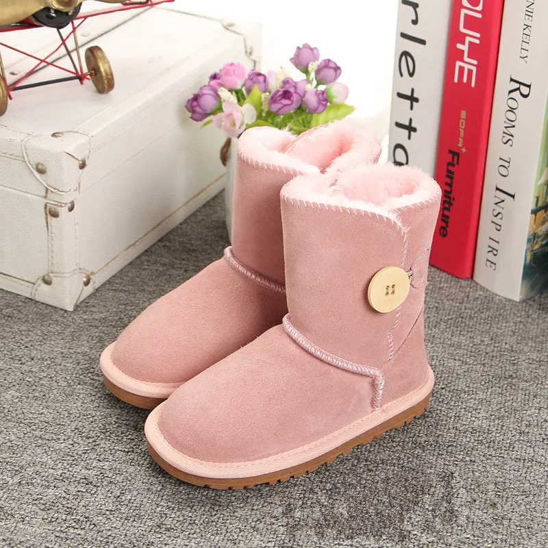 Kids Shoes Winter Warm Boys Girls Fashion Shoe Children Snow Boots Boys Girls Mid-calf Toddler Baby Snow Boots Waterproof - Цвет: Розовый