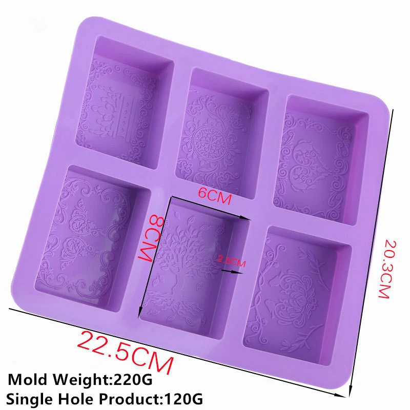 6-Grids цветочный узор силиконовые формы для мыла многофункциональные 3D квадратные овальные формы для изготовления мыла DIY ручной работы Инструменты для украшения торта
