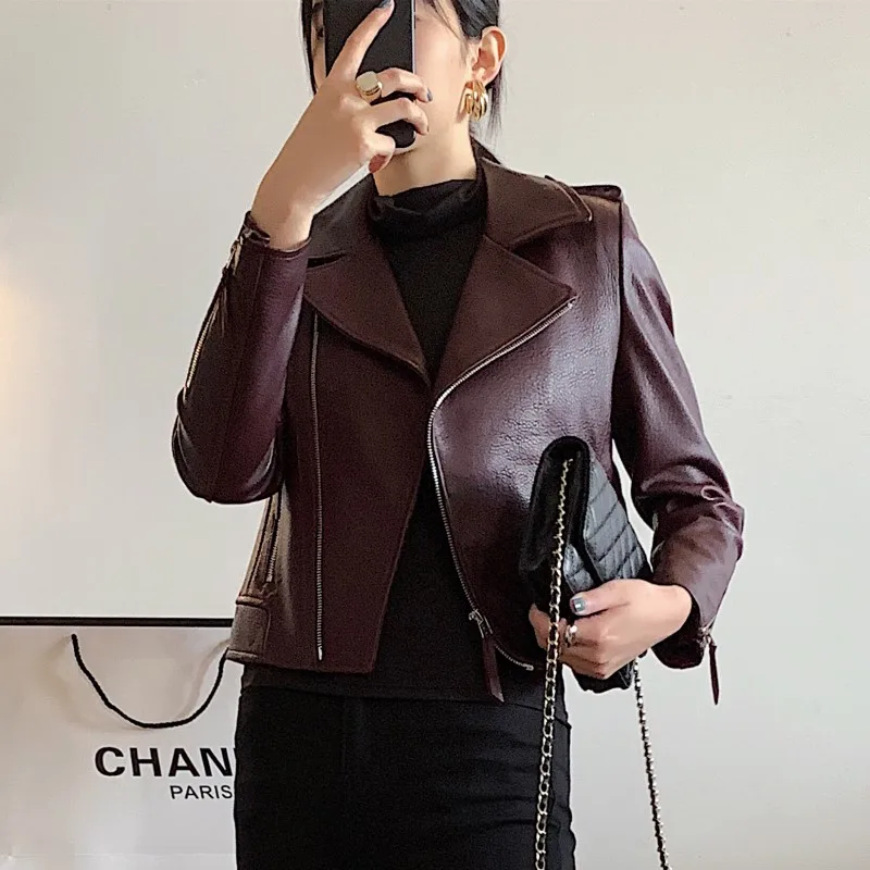 Genuine Women Sheepskin 2020 Coat Spring Autumn Short Vintage Motorcycle Jacket Slim Fit Korean Leather Coats KJ | Женская одежда