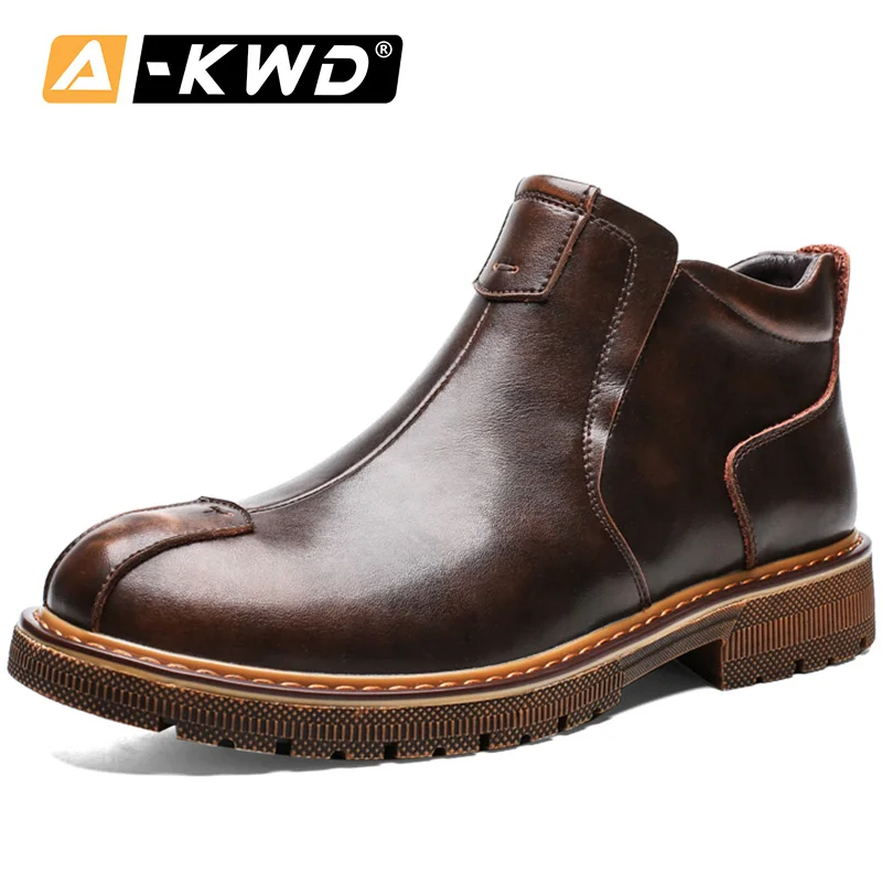 Модные зимние кроссовки для мужчин; Сезон Зима; schoenen mannen; сезон осень; мужские ботинки из натуральной кожи; мужские ботинки на резиновой подошве с высоким берцем; Цвет Черный - Цвет: Серый