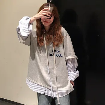 

New Autumn Women Sweatshirt Fashion Long Sleeve Patchwork Casual Hoodies Cotton Spring Harajuku Plus Size Clothes