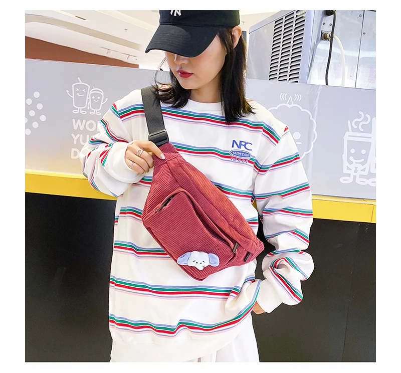 Women Waist Bags Fashion Street Canvas Fanny Pack High Quality Zipper Belt Bag Casual Shoulder Backpak Travel Women Chest Bag