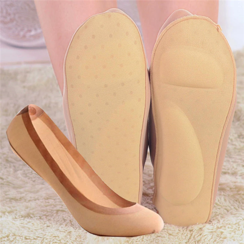 

1 Pair 3D Arch Foot Massage Health Care Women Summer Socks Ice Silk Socks Shallow Mouth Silica Gel Invisible Socks