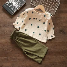 Комплект из двух предметов для маленьких девочек, хлопковый Весенний костюм, одежда для девочек, детская одежда с вышивкой для девочек