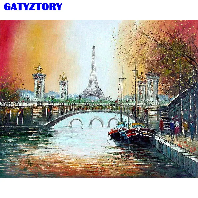 GATYZTORY рамка Diy картина по номерам пейзаж холст картина акриловая Настенная картина уникальный подарок для домашний декор искусство - Цвет: 190806-118