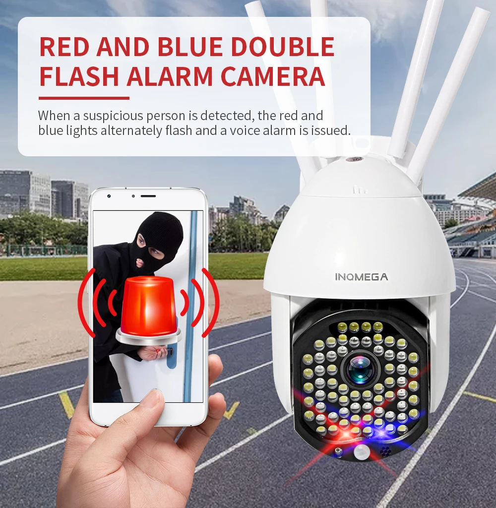 

INQMEGA PTZ Speed Dome ONVIF Wifi Camera Outdoor 2.4MP Auto-Tracking Camera Wireless Camera Home Surveillance IP Camera