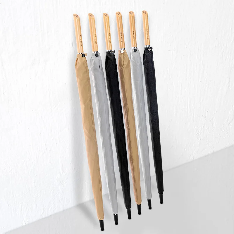 

New Women Windproof Rain Parasols Long Handle Umbrella 8 Bone Wooden Handle Straight Pole Golf Automatic Business Men Umbrellas