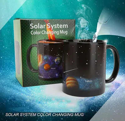 330 мл Волшебная Звездная солнечная система земля черный керамический Температурный Зонд меняющий цвет чашки Молоко Кофейные кружки подарки для друзей - Цвет: Sun cup