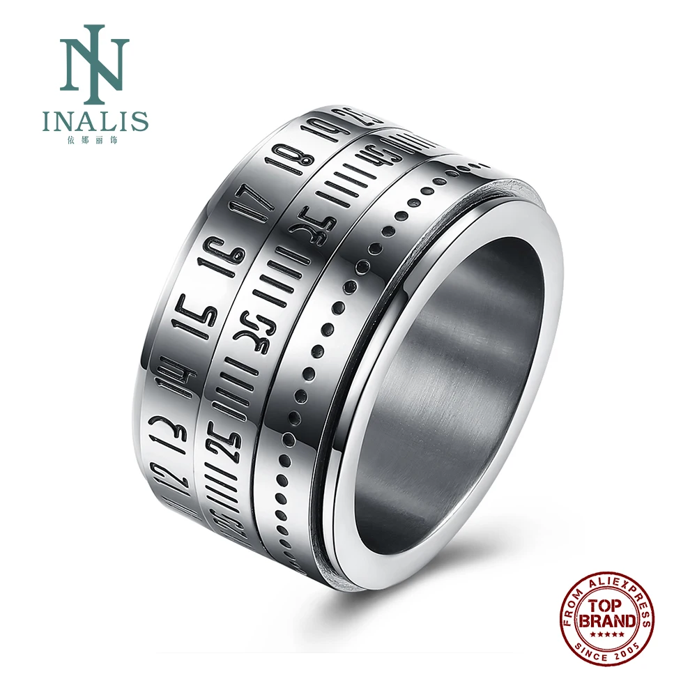 INALIS 316L из титановой стали для мужчин кольца поворотный римскими цифрами пароль в