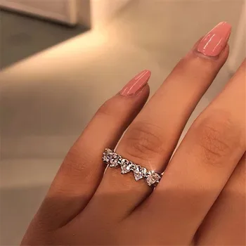 

2020 Fashion Classic Cubic Zirconia Jewelry Love Heart Rhinestone Rings Bridal Promise Wedding Ring