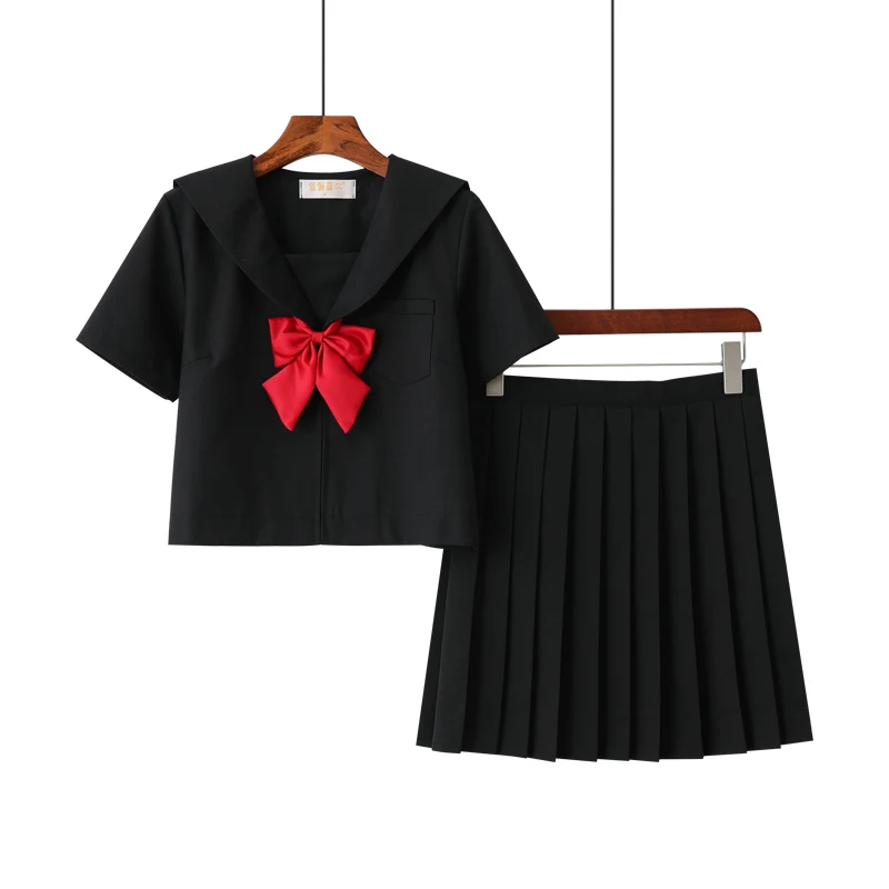 Short Sleeve Set Новые продукты для девочек-подростков высокое платье JK дизайн S-XL Черный Япония Кансай с отложным воротником школьная униформа - Цвет: Short Sleeve Set