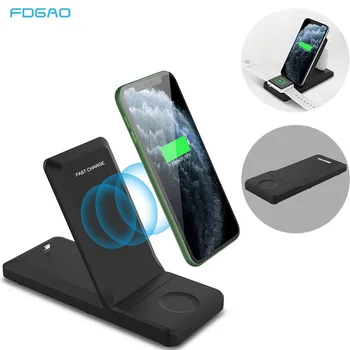 

FDGAO 15W Fast Wireless Charger Stand 3 in 1 Charging Pad Dock Station For iPhone 11 XS XR X 8 Apple Watch 5 4 3 2 1 AirPods Pro