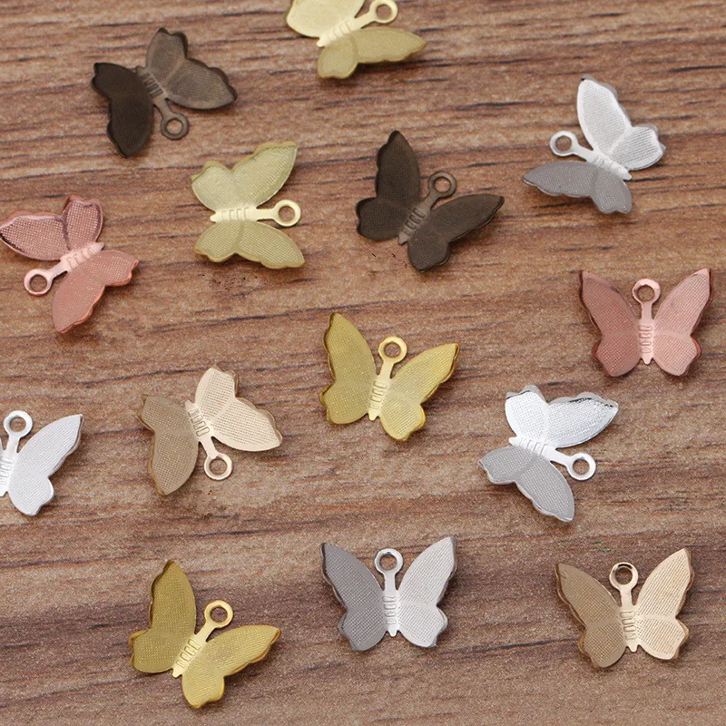 100-Uds-11x13mm-Metal-cobre-encanto-mariposa-de-filigrana-colgante-DIY-accesorios-de-joyer-a