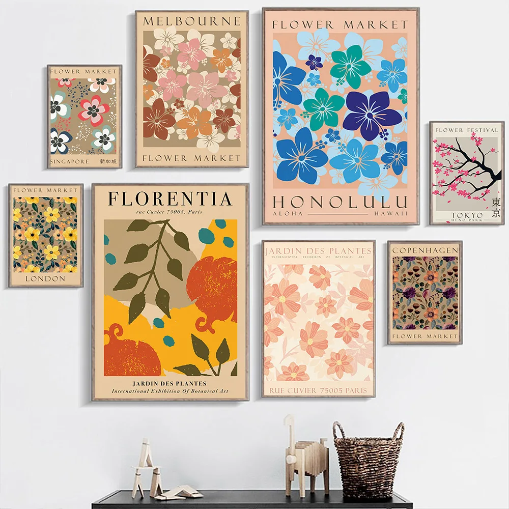 

Flower Market Poster Print Vintage Botanical Plant Canvas Painting Abstract Wall Art Nordic Picture For Living Room Home Decor